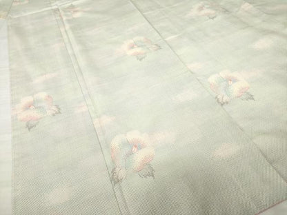 平和屋着物●本場大島紬　白大島　一元7マルキ　舞花文　久野織物謹製　証紙付き　正絹　逸品　AABH3337ck