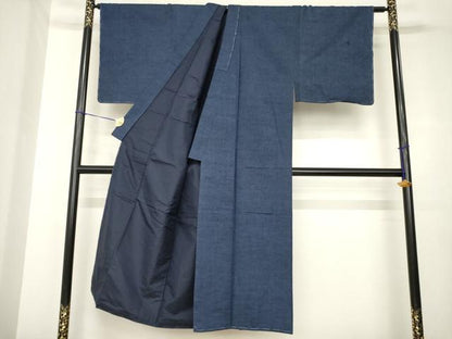 平和屋着物●男性　紬　アンサンブル　色無地　青褐色　正絹　逸品　未使用　AABH3338ck