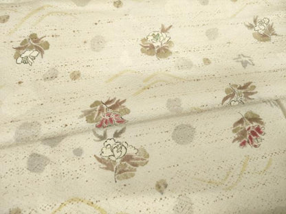 平和屋着物●上質な小紋　手描き　舞花文　正絹　逸品　AABH3344ck