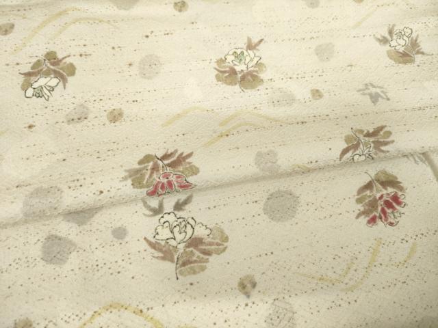 平和屋着物●上質な小紋　手描き　舞花文　正絹　逸品　AABH3344ck
