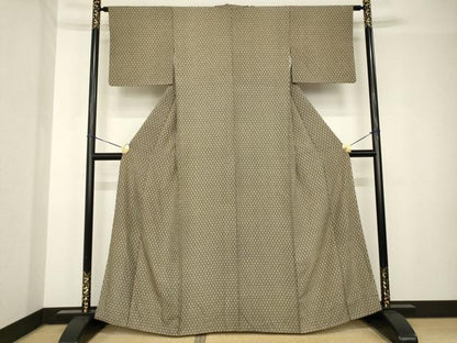 平和屋着物●上質な小紋　麻の葉文様　正絹　逸品　AABH3348ck
