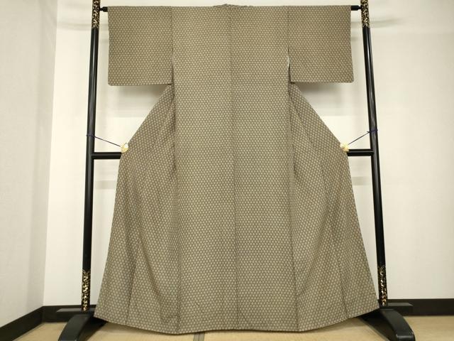 平和屋着物●上質な小紋　麻の葉文様　正絹　逸品　AABH3348ck