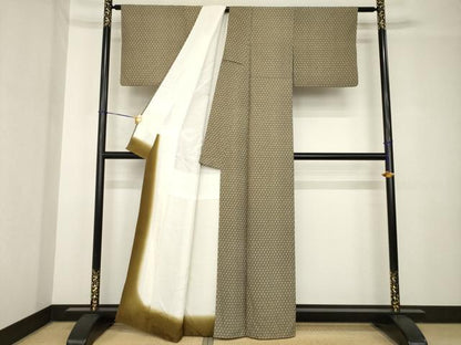 平和屋着物●上質な小紋　麻の葉文様　正絹　逸品　AABH3348ck