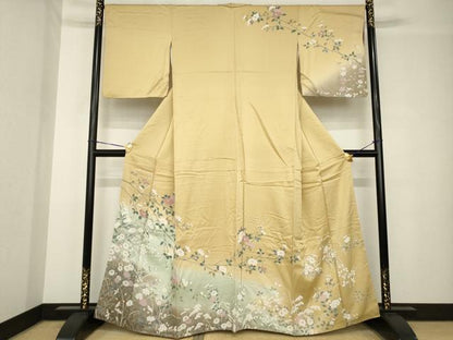 平和屋着物●訪問着　友禅　枝花文　正絹　逸品　AABH3349ck