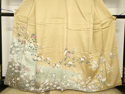 平和屋着物●訪問着　友禅　枝花文　正絹　逸品　AABH3349ck