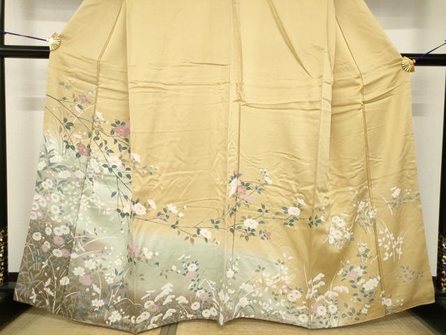 平和屋着物●訪問着　友禅　枝花文　正絹　逸品　AABH3349ck