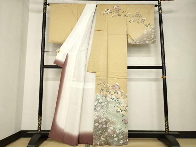 平和屋着物●訪問着　友禅　枝花文　正絹　逸品　AABH3349ck