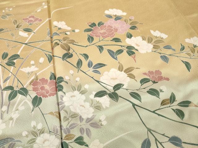 平和屋着物●訪問着　友禅　枝花文　正絹　逸品　AABH3349ck