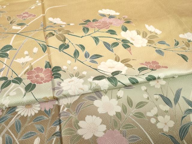 平和屋着物●訪問着　友禅　枝花文　正絹　逸品　AABH3349ck