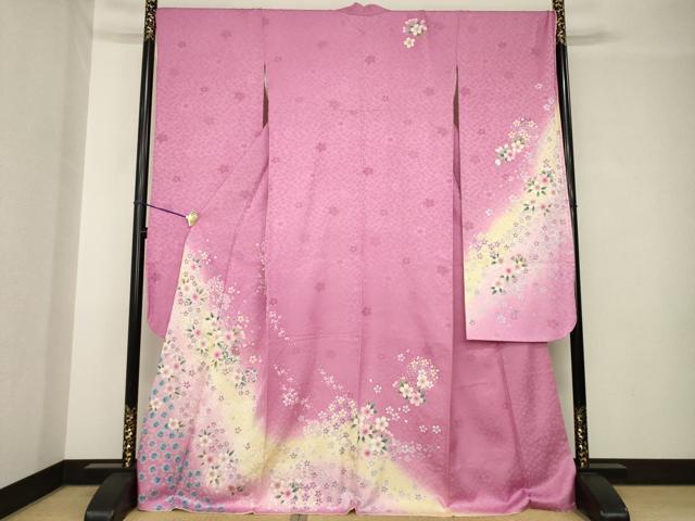 平和屋着物●豪華振袖　駒刺繍　花鞠文　暈し染め　銀通し地　ロング丈　正絹　逸品　AABH3350ck