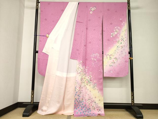 平和屋着物●豪華振袖　駒刺繍　花鞠文　暈し染め　銀通し地　ロング丈　正絹　逸品　AABH3350ck