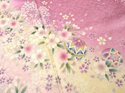 平和屋着物●豪華振袖　駒刺繍　花鞠文　暈し染め　銀通し地　ロング丈　正絹　逸品　AABH3350ck
