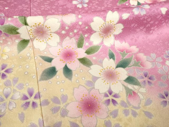平和屋着物●豪華振袖　駒刺繍　花鞠文　暈し染め　銀通し地　ロング丈　正絹　逸品　AABH3350ck