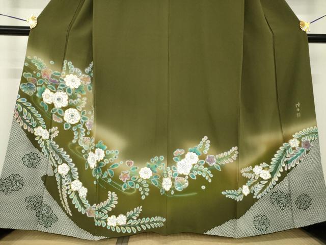 平和屋着物●螺鈿作家　藤本隆士　訪問着　辻が花　流水花文　暈し染　正絹　逸品　AABH3353ck