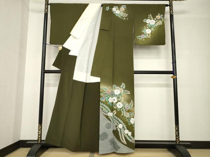 平和屋着物●螺鈿作家　藤本隆士　訪問着　辻が花　流水花文　暈し染　正絹　逸品　AABH3353ck