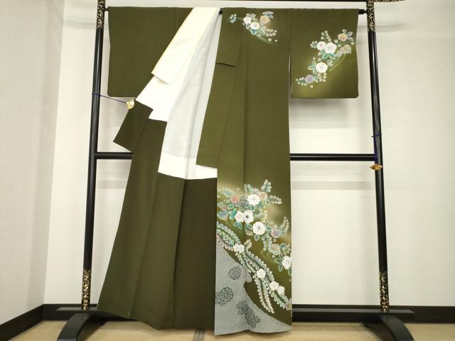 平和屋着物●螺鈿作家　藤本隆士　訪問着　辻が花　流水花文　暈し染　正絹　逸品　AABH3353ck