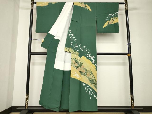 平和屋着物●十日町　名門　滝泰謹製　訪問着　辻が花　絞り　雪輪花文　金彩　正絹　逸品　AABH3354ck