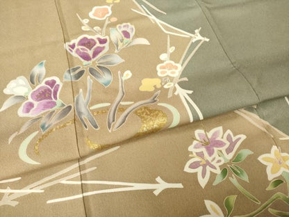 平和屋着物●京の名門　じゅらく謹製　帝王紫　訪問着　駒刺繍　枝花文　金彩　正絹　逸品　AABH3358ck