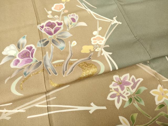 平和屋着物●京の名門　じゅらく謹製　帝王紫　訪問着　駒刺繍　枝花文　金彩　正絹　逸品　AABH3358ck
