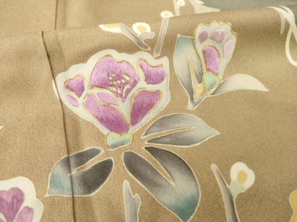 平和屋着物●京の名門　じゅらく謹製　帝王紫　訪問着　駒刺繍　枝花文　金彩　正絹　逸品　AABH3358ck