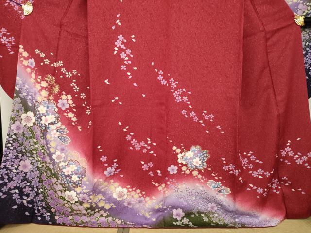 平和屋着物●豪華振袖　舞桜　暈し染め　金彩　銀通し地　やまと誂製　正絹　逸品　AABH3359ck 平和屋着物○豪華振袖 舞桜 暈し染め 金彩 銀通し地 やまと誂製 正絹
