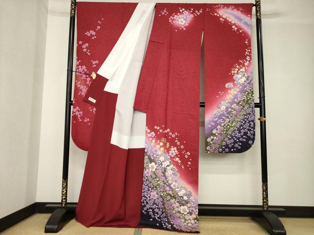 平和屋着物●豪華振袖　舞桜　暈し染め　金彩　銀通し地　やまと誂製　正絹　逸品　AABH3359ck 平和屋着物○豪華振袖 舞桜 暈し染め 金彩 銀通し地 やまと誂製 正絹