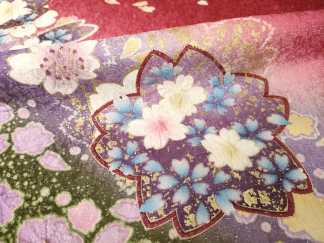 平和屋着物●豪華振袖　舞桜　暈し染め　金彩　銀通し地　やまと誂製　正絹　逸品　AABH3359ck