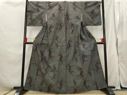 平和屋着物■本場大島紬 7マルキ 短冊枝花文 正絹 逸品 未使用 AABH3363st