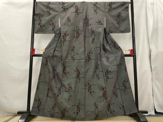 平和屋着物■本場大島紬 7マルキ 短冊枝花文 正絹 逸品 未使用 AABH3363st