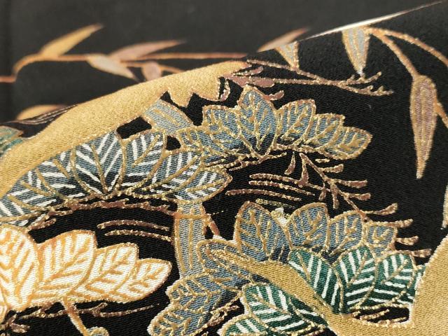 平和屋着物■豪華黒留袖 流水飛鶴松文 金彩 正絹 逸品 AABH3367st