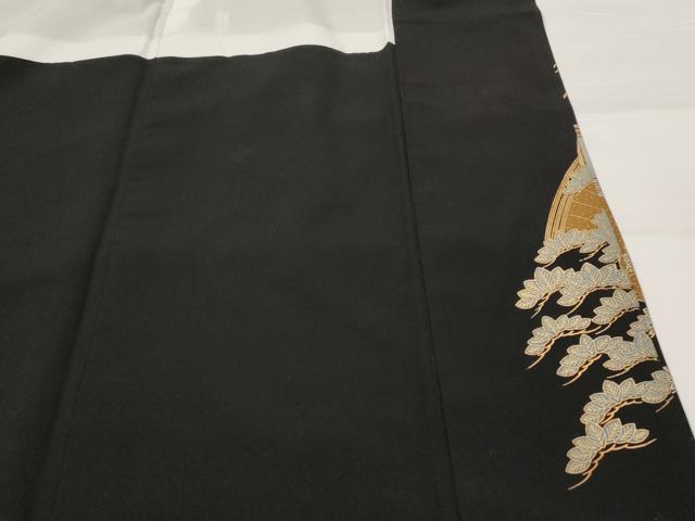 平和屋着物■豪華黒留袖 流水飛鶴松文 金彩 正絹 逸品 AABH3367st