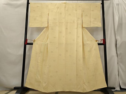 平和屋着物■上質な小紋 舞花地紋 卵色 正絹 逸品 AABH3371st