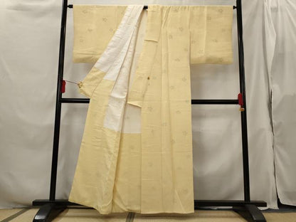 平和屋着物■上質な小紋 舞花地紋 卵色 正絹 逸品 AABH3371st