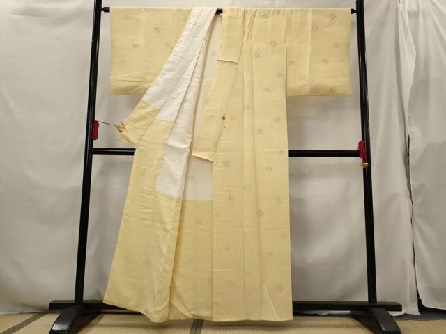 平和屋着物■上質な小紋 舞花地紋 卵色 正絹 逸品 AABH3371st