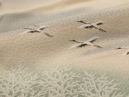 平和屋着物■訪問着 遠山飛鶴文 暈し染め 三越扱い 正絹 逸品 AABH3374st