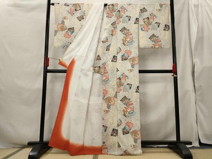 平和屋着物■上質な小紋 色紙重ね花文 正絹 逸品 AABH3380st