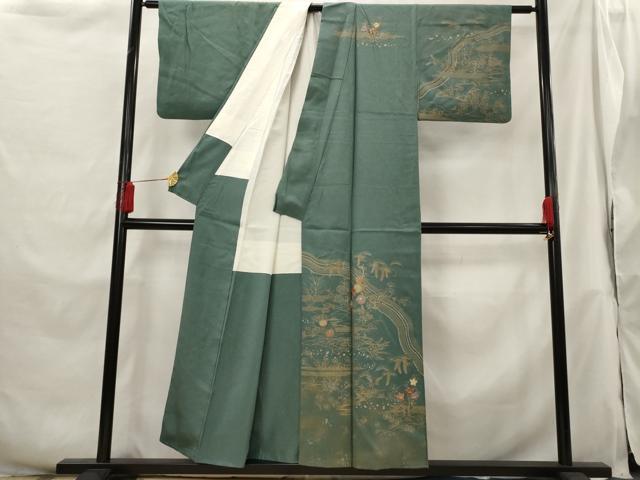平和屋着物■訪問着 刺繍 草花文 金彩 正絹 逸品 AABH3381st