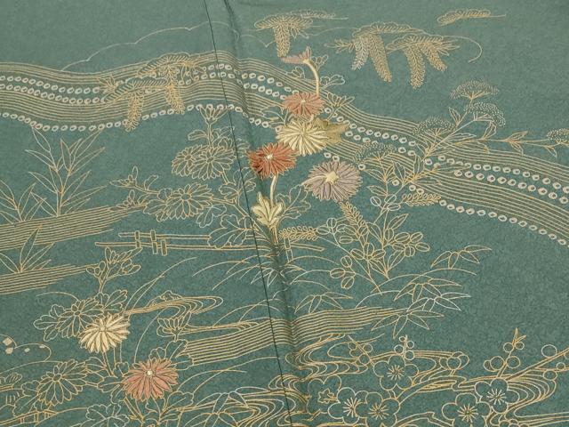 平和屋着物■訪問着 刺繍 草花文 金彩 正絹 逸品 AABH3381st
