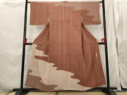 平和屋着物■訪問着 江戸小紋 作家物 青海波文 正絹 逸品 AABH3383st