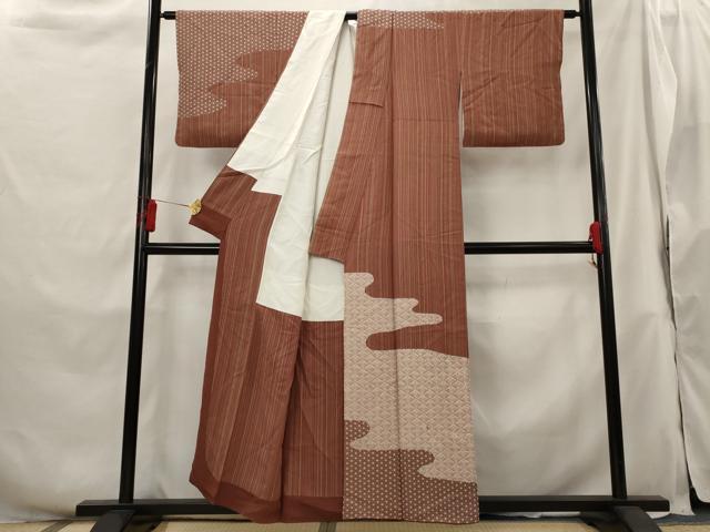 平和屋着物■訪問着 江戸小紋 作家物 青海波文 正絹 逸品 AABH3383st
