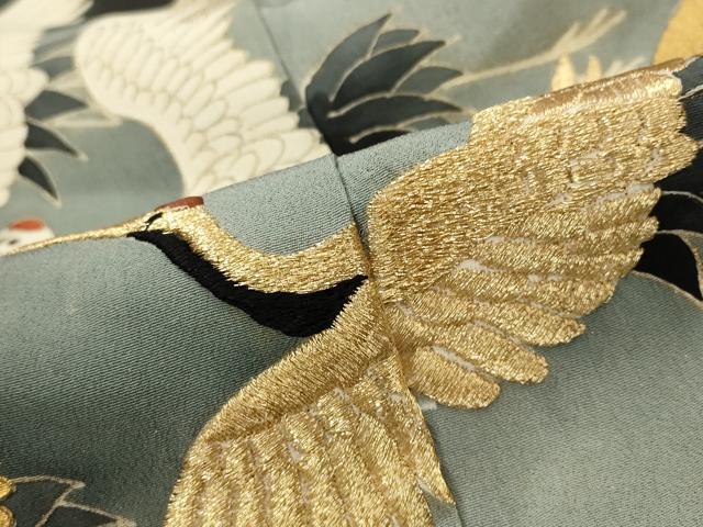 平和屋着物■豪華黒留袖 飛鶴文 暈し染め 金彩 正絹 逸品 AABH3386st