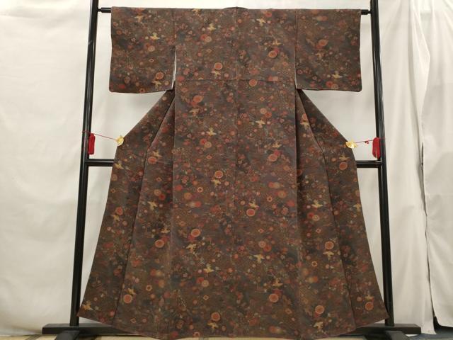 平和屋着物■上質な小紋 花鳥文 金彩 正絹 逸品 AABH3388st