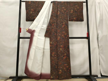 平和屋着物■上質な小紋 花鳥文 金彩 正絹 逸品 AABH3388st