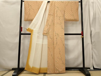 平和屋着物■上質な小紋 草葉文 金彩 正絹 逸品 AABH3389st