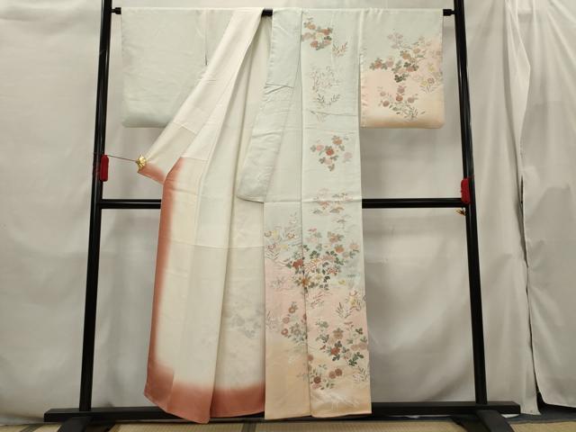 平和屋着物■訪問着 草花文 暈し染め 金彩 正絹 逸品 AABH3391st