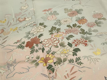 平和屋着物■訪問着 草花文 暈し染め 金彩 正絹 逸品 AABH3391st