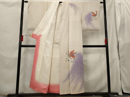 平和屋着物■訪問着 花鳥文 暈し染め 正絹 逸品 AABH3394st