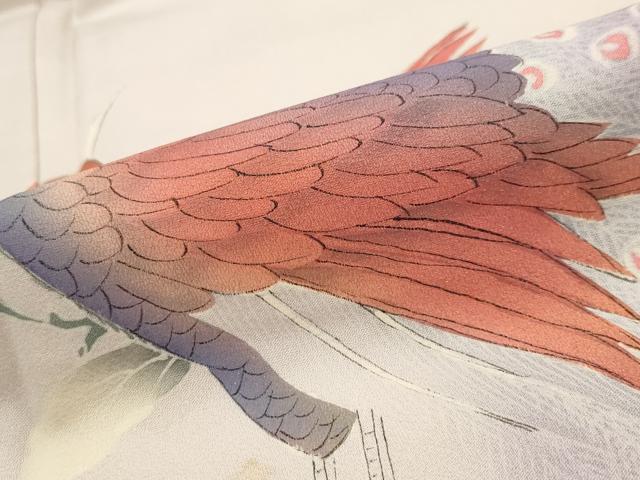 平和屋着物■訪問着 花鳥文 暈し染め 正絹 逸品 AABH3394st