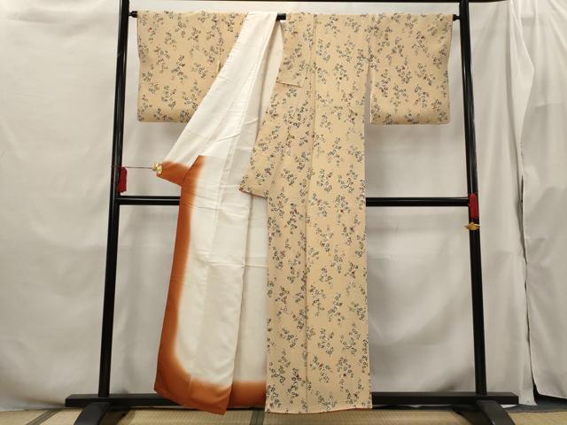 平和屋着物■上質な小紋 草花文 正絹 逸品 AABH3401st