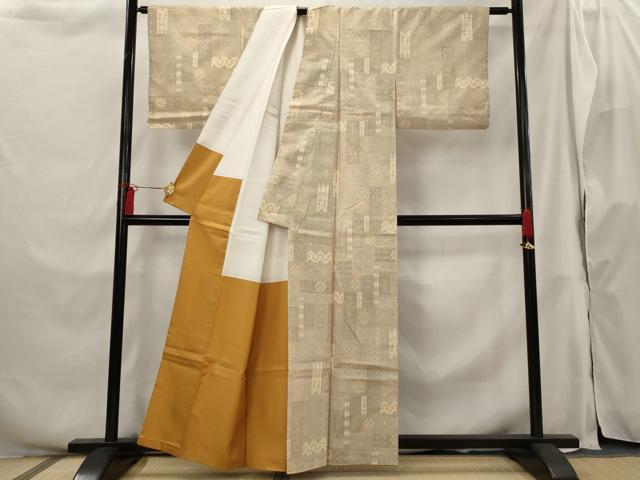 平和屋着物■本場染大島紬 短冊花文 正絹 逸品 AABH3402st